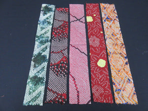 KK609A3 Silk Bundle Sale 18pcs Vintage Shibori Fabric 19.7x3.5in(50x9cm)