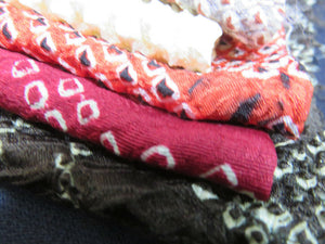 KK611A3 Silk Bundle Sale 18pcs Vintage Shibori Fabric 19.7x3.5in(50x9cm)