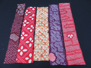 KK611A3 Silk Bundle Sale 18pcs Vintage Shibori Fabric 19.7x3.5in(50x9cm)