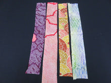 Load image into Gallery viewer, KK611A3 Silk Bundle Sale 18pcs Vintage Shibori Fabric 19.7x3.5in(50x9cm)
