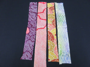 KK611A3 Silk Bundle Sale 18pcs Vintage Shibori Fabric 19.7x3.5in(50x9cm)