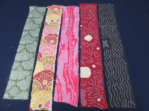 KK611A3 Silk Bundle Sale 18pcs Vintage Shibori Fabric 19.7x3.5in(50x9cm)