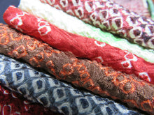 Load image into Gallery viewer, KK604BdA3 Silk Bundle Sale 18pcs Vintage Shibori Fabric 19.7x3.5in(50x9cm)
