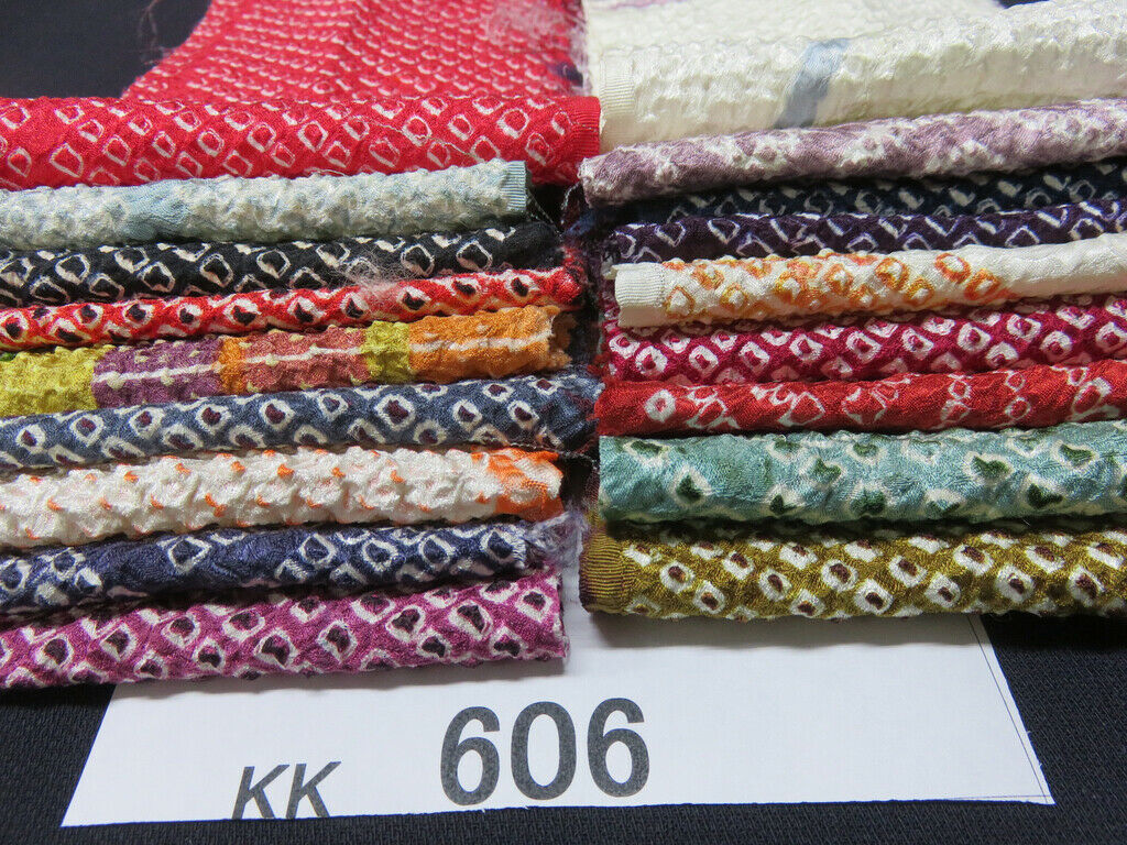 KK606BdA3 Silk Bundle Sale 18pcs Vintage Shibori Fabric 19.7x3.5in(50x9cm)