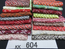 Load image into Gallery viewer, KK604AdA3 Silk Bundle Sale 18pcs Vintage Shibori Fabric 19.7x3.5in(50x9cm)

