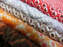 Load image into Gallery viewer, KK605AdA3 Silk Bundle Sale 18pcs Vintage Shibori Fabric 19.7x3.5in(50x9cm)
