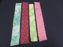 Load image into Gallery viewer, KK604AdA3 Silk Bundle Sale 18pcs Vintage Shibori Fabric 19.7x3.5in(50x9cm)
