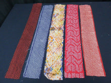 Load image into Gallery viewer, KK605AdA3 Silk Bundle Sale 18pcs Vintage Shibori Fabric 19.7x3.5in(50x9cm)
