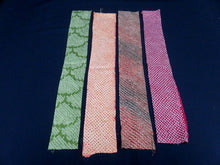 Load image into Gallery viewer, KK601BdA3 Silk Bundle Sale 18pcs Vintage Shibori Fabric 19.7x3.5in(50x9cm)
