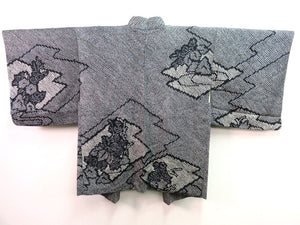 Haori Jacket Vintage 1960's Black Shibori Wild Flowers #0009