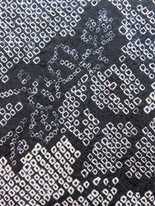 Haori Jacket Vintage 1960's Black Shibori Wild Flowers #0009