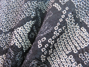 Haori Jacket Vintage 1960's Black Shibori Wild Flowers #0009