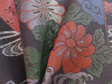 Load image into Gallery viewer, Haori Jacket Vintage 1960's Black Urushi Floral Pattern #0010
