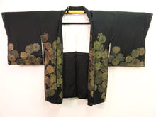 Load image into Gallery viewer, Haori Jacket Vintage 1960's Black Gold Glinting Chrysanthemum #0032
