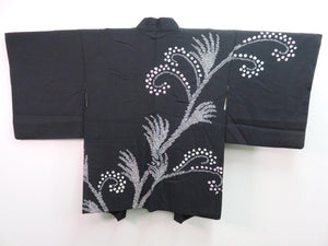 Haori Jacket Vintage 1960's Black Shibori Branches #0008