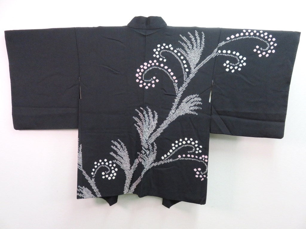 Haori Jacket Vintage 1960's Black Shibori Branches #0008
