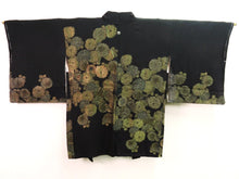 Load image into Gallery viewer, Haori Jacket Vintage 1960's Black Gold Glinting Chrysanthemum #0032
