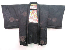 Load image into Gallery viewer, Haori Jacket Vintage 1960's Black Peony &amp; Chrysanthemum #0040

