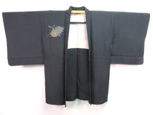 Load image into Gallery viewer, Haori Jacket Vintage 1960's Black Gold Glinting Chrysanthemum #0042
