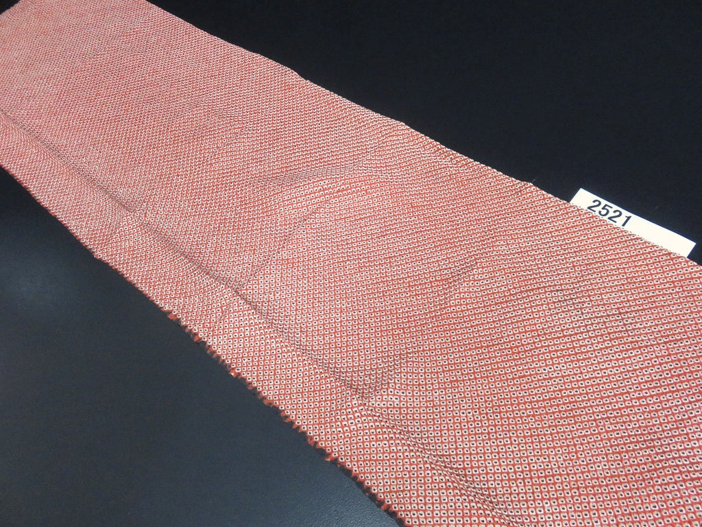 FF2521B Silk Kimono Fabric Vintage(1950-1980) Shibori Red 41.3x11.8in(105x30cm)