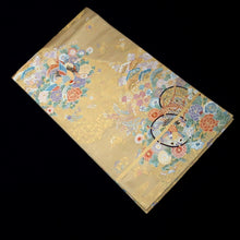 Load image into Gallery viewer, Fukuro Obi Vintage(1950-1980) Gold Birds Sakura Silk BB180V1

