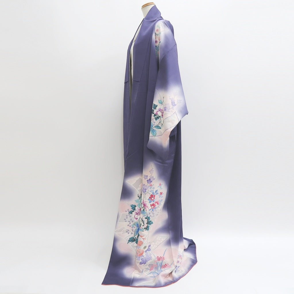 Kimono Purple Plum blossom Camellia Tall Silk #9345F4