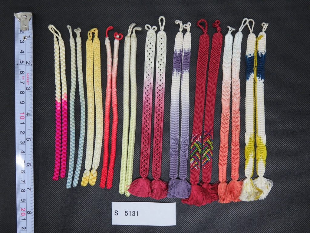 S#5131 Silk Haori Himo Flat Braid 10pcs Bundle Pack