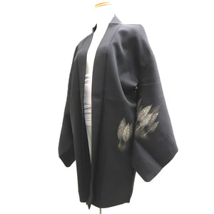 Haori Jacket Vintage(1950-1980) Black Mountain Forest Landscape Silk #9589H4