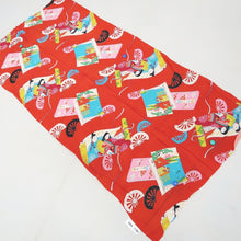 Load image into Gallery viewer, KK1190B4 Rayon Kimono Fabric Vintage(1950-1980) Heian Princess Vermillion 51.6x24.8in(131x63cm)
