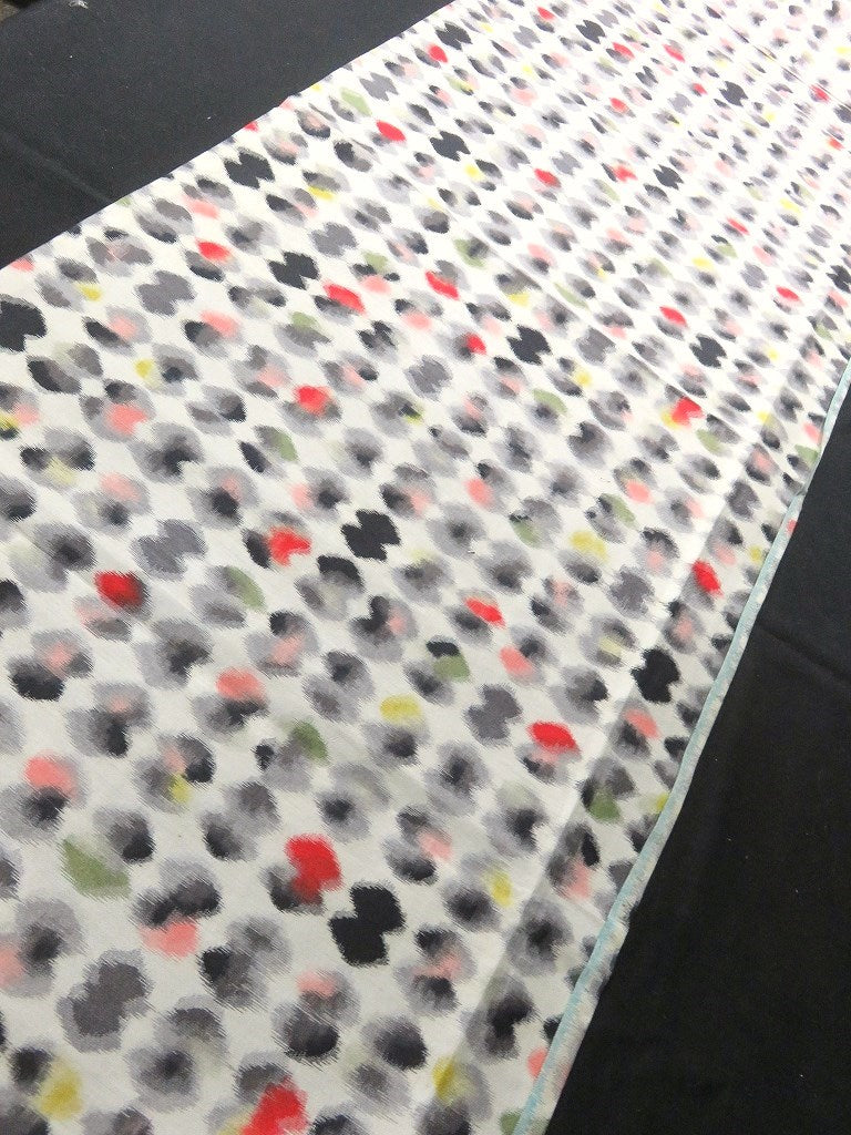 BCF#2886 Silk Kimono Fabric Vintage(1920-1950) Meisen Black White 57.1x11.8in(145x30cm)