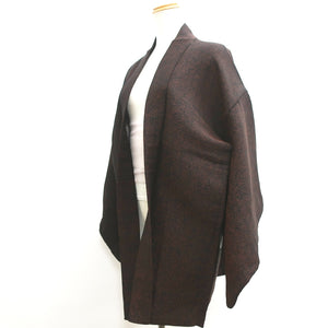 Haori Jacket Vintage(1950-1980) Black Gold Silver Chrysanthemum Silk #8943C1