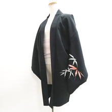 Load image into Gallery viewer, Haori Jacket Vintage(1950-1980) Black Bamboo leaf Silk #9268E5
