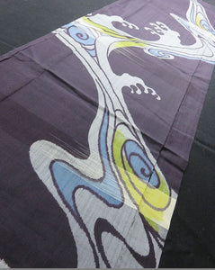 FF#2541 Silk Kimono Fabric Vintage(1920-1950) Meisen Black 140cm (55.1in)