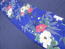 Load image into Gallery viewer, BCF#2497 Silk Kimono Fabric Vintage(1920-1950) Hand Painted  Flower     Blue    140cm (55.1in)
