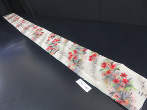 KK752A6 Silk Kimono Fabric Vintage(1950-1980) Meisen Red 68.9x5.9in(175x15cm)