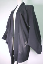 Load image into Gallery viewer, Haori Jacket Vintage(1950-1980) Black See-Through for Summer Iris Silk #8466F1

