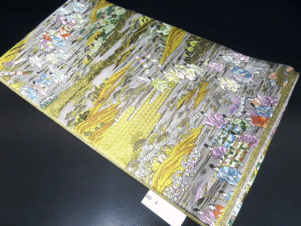 Fukuro Obi Gold Silver Zentsu Heian Period Aristocrats Silk BB4W1