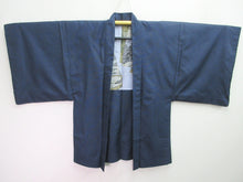 Load image into Gallery viewer, Men&#39;s Haori Vintage(1950-1980) Black Dark Blue Ukiyoe Ohshima Silk #7991N1
