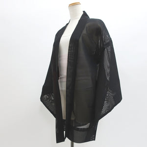 Haori Jacket Vintage(1950-1980) Black Magenta See-Through Grass Silk #9199E2