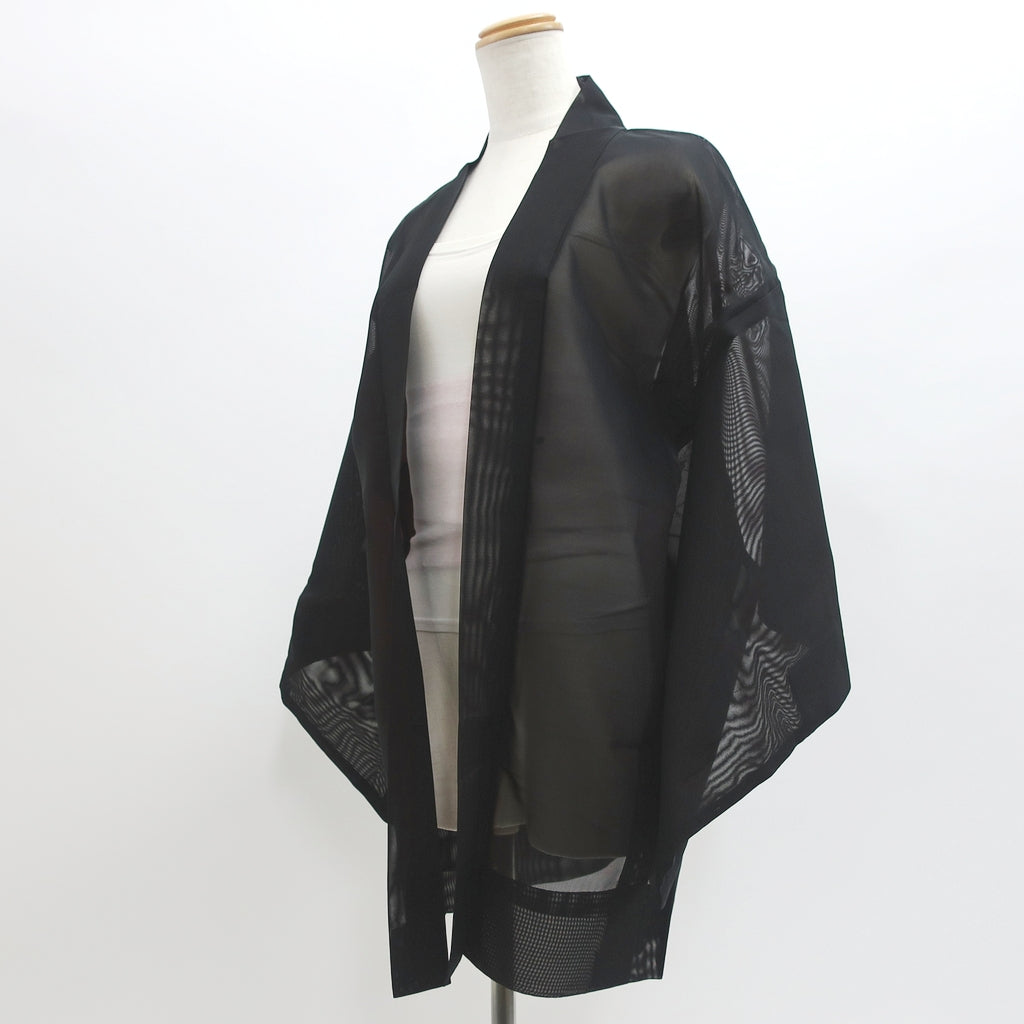 Haori Jacket Vintage(1950-1980) Black Magenta See-Through Grass Silk #9199E2