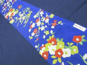 BCF#2513 Silk Kimono Fabric Vintage(1920-1950) Hand Painted  Branch  Plum Blossom    Blue    140cm (55.1in)