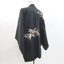 Load image into Gallery viewer, Haori Jacket Vintage(1950-1980) Black Bamboo leaf Silk #9268E5
