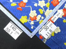 Load image into Gallery viewer, BCF#2513 Silk Kimono Fabric Vintage(1920-1950) Hand Painted  Branch  Plum Blossom    Blue    140cm (55.1in)
