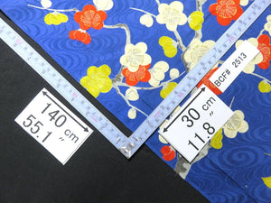 BCF#2513 Silk Kimono Fabric Vintage(1920-1950) Hand Painted  Branch  Plum Blossom    Blue    140cm (55.1in)