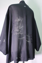 Load image into Gallery viewer, Haori Jacket Vintage(1950-1980) Black See-Through for Summer Iris Silk #8466F1

