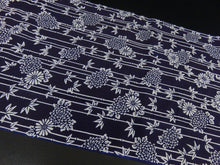 Load image into Gallery viewer, FF2626B Cotton Kimono Fabric Vintage(1950-1980) Bamboo Indigo Blue 59.8x13.4in(152x34cm)
