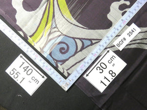 FF#2541 Silk Kimono Fabric Vintage(1920-1950) Meisen Black 140cm (55.1in)