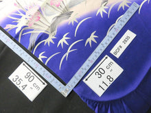 Load image into Gallery viewer, BCF#2835 Silk Kimono Fabric Vintage(1950-1980) Hand Painted Flower Bluish Purple 90cm (35.4in)
