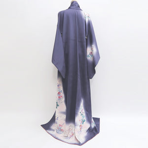 Kimono Purple Plum blossom Camellia Tall Silk #9345F4