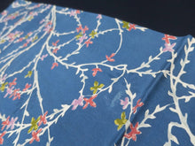 Load image into Gallery viewer, MKF#209 Silk Kimono Fabric Vintage(1950-1980) Branch Blue 40.6x12.6in(103x32cm)
